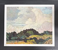Full view of unframed lithograph showing entire image and margins