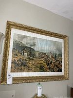 Overall view of framed print on wall