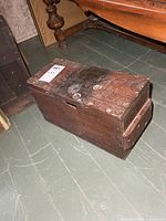 top and side view of antique wooden crate
