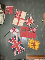 Full banner layout with attached flags and separate handheld flag