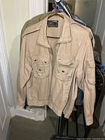 Beige safari-style jacket front view