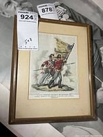 Framed military print showing two soldiers, overall view