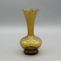 Full view amber glass bud vase front