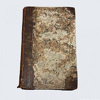 Front cover of 1826 Sporting Magazine showing worn marbled boards and leather spine