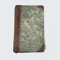 Front cover showing quarter leather spine, corners and marbled boards