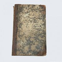 Front cover showing marbled boards and leather spine wear