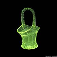 basket glowing green under UV light