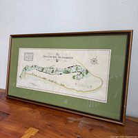 Full view of framed map on tabletop