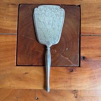 Full view of sterling silver engraved vanity mirror