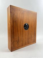 Front view of walnut presentation box with cameo