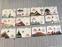 All 15 2016 Metropass cards arranged showing categories and months