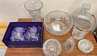 Group view of all crystal pieces on table
