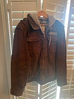 Full view of jacket on hanger