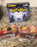 Front view showing Kubrick Batman box and two blister-pack mini figures
