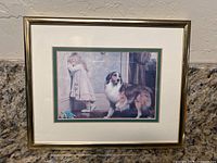 Full view of framed print showing frame and mat