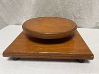 Top view of wooden rotating cake stand