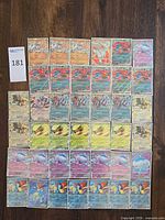 Overview of 40 sleeved Scarlet & Violet EX cards laid out in rows