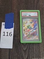 Front view of PSA-slabbed Bulbasaur card with lot tag 116