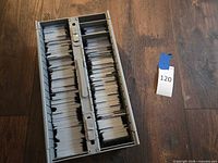 Full view of storage tray filled with cards