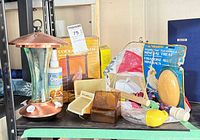 Overview of mixed bird supplies on shelf
