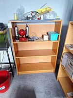 Front view of bookcase showing shelves and overall design