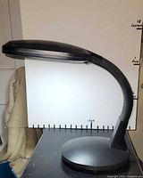 Lamp unlit showing overall form with base, neck, and head