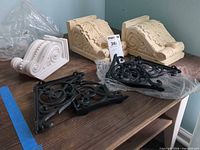 overview of all five corbels/brackets on table
