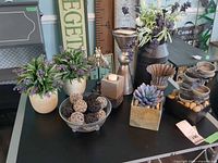 Group shot of all decorative items on tabletop