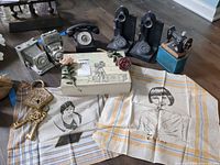 All items arranged together on floor