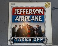 Front cover of Jefferson Airplane Takes Off LP showing title, band photo, Best Buy Series logo