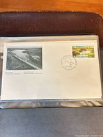 Front of Canada Post first day cover showing photograph, stamp and cancellation