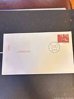 Full view of first day cover showing stamp and cancellation