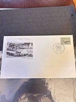 Full view of envelope showing cachet, stamp and postmark