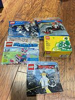 Group view of all five sealed LEGO items