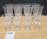 Front and top view of all 12 Rosenthal etched glasses