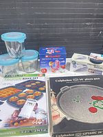 Group shot of all boxed items, Velcro roll, and glass containers