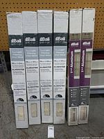 Front view of six Bali blind boxes showing product details and sizes