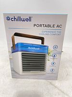 Front of sealed Chillwell Portable AC retail box