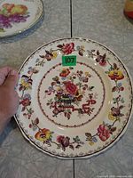 Front view showing complete Nabob floral pattern and rim detail