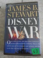 Front cover of DisneyWar hardcover showing title, author and dust jacket
