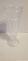 front view of tall crystal fountain glass