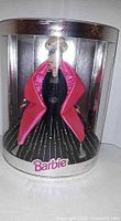 Front view of boxed 1998 Happy Holidays Barbie doll