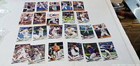 Front view of all 22 baseball cards