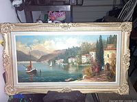 Full view of framed oil painting showing subject and frame