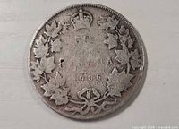 Reverse side of 1906 Canada 50-cent coin