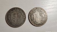 Obverse reverse view of both 1920 half-crown coins
