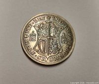 Reverse of 1928 half crown showing shield design and date