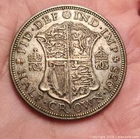 Reverse of 1935 half crown showing shield design and date