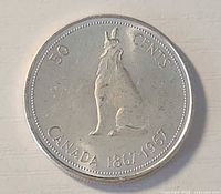 Reverse of 1967 50-cent coin with wolf design