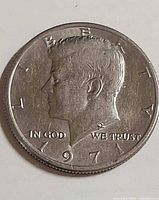 Obverse of 1971 Kennedy Half Dollar showing JFK portrait and date